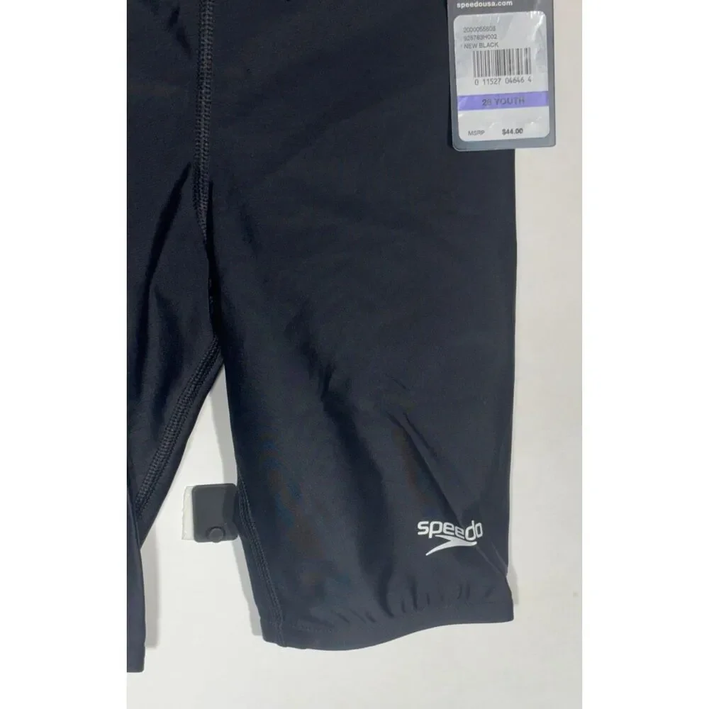 Speedo PowerFLEX Eco Youth 26 Jammer Black Competition Swim Shorts NWT